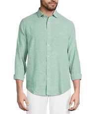 Murano Big & Tall Baird McNutt Linen Classic Fit Solid Long Sleeve Woven Shirt