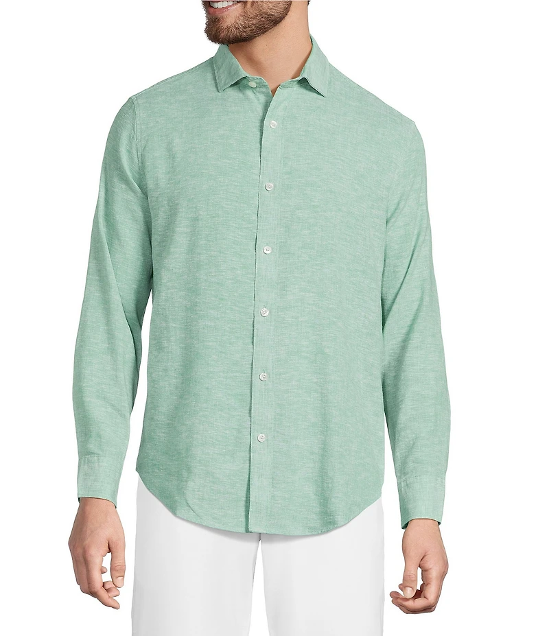 Murano Big & Tall Baird McNutt Linen Classic Fit Solid Long Sleeve Woven Shirt