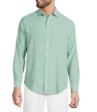 Murano Big & Tall Baird McNutt Linen Classic Fit Solid Long Sleeve Woven Shirt