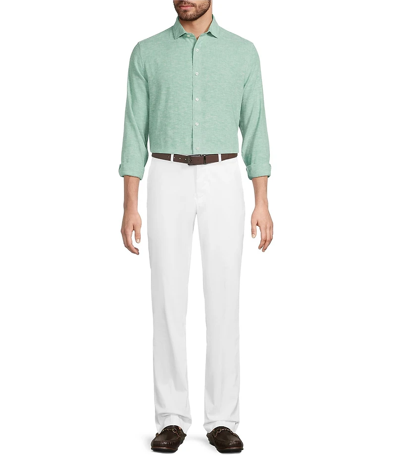 Murano Big & Tall Baird McNutt Linen Classic Fit Solid Long Sleeve Woven Shirt