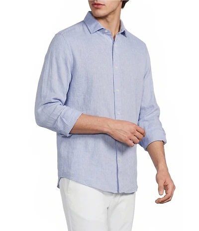 Murano Big & Tall Baird McNutt Linen Classic Fit Solid Long Sleeve Woven Shirt
