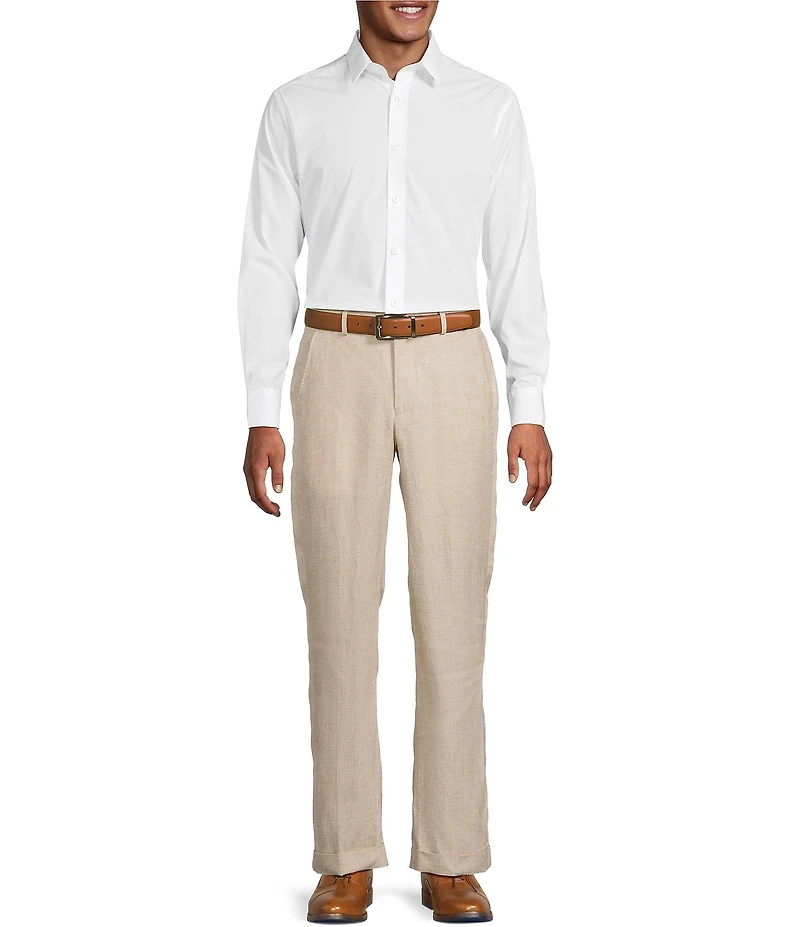Murano Big & Tall Baird McNutt Linen Zac Classic Fit Flat Front Suit Separates Pants