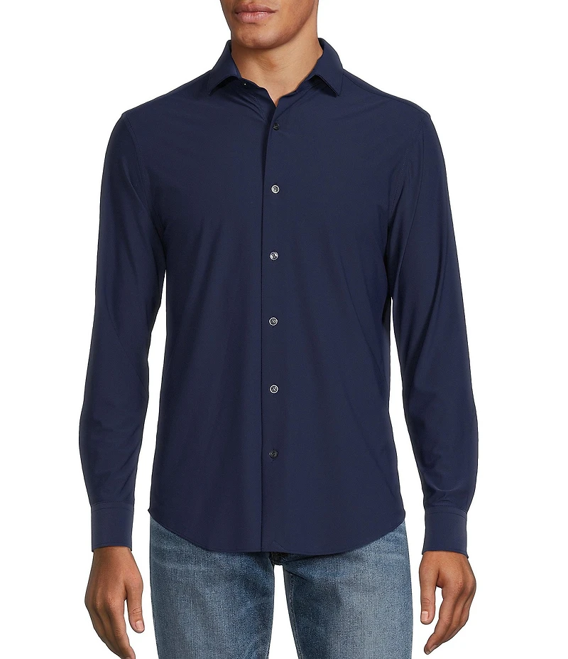 Murano Big & Tall Collezione Canclini Slim-Fit Solid Long-Sleeve Techno Woven Shirt