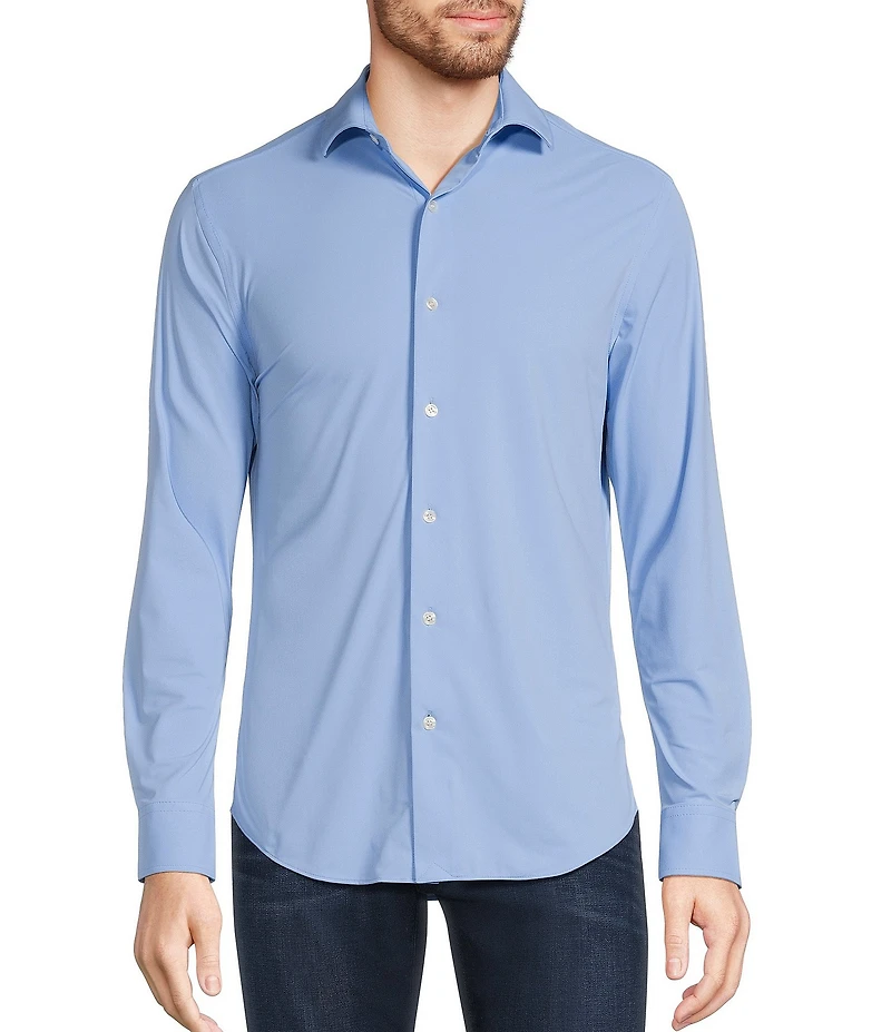 Murano Big & Tall Collezione Canclini Slim-Fit Solid Long-Sleeve Techno Woven Shirt