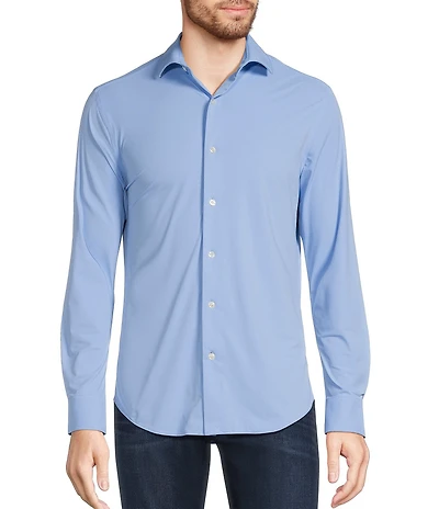 Murano Big & Tall Collezione Canclini Slim-Fit Solid Long-Sleeve Techno Woven Shirt