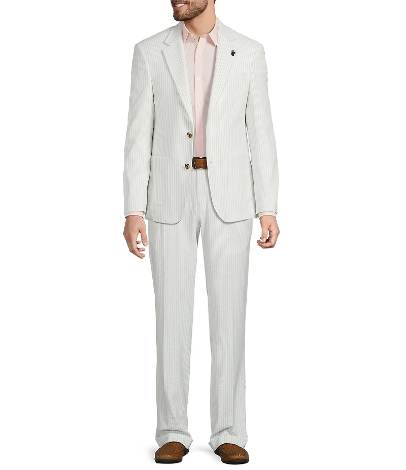 Murano Big & Tall Corsa Di Cavalli Derby Collection Slim Fit Stripe Seersucker Suit Separates Jacket
