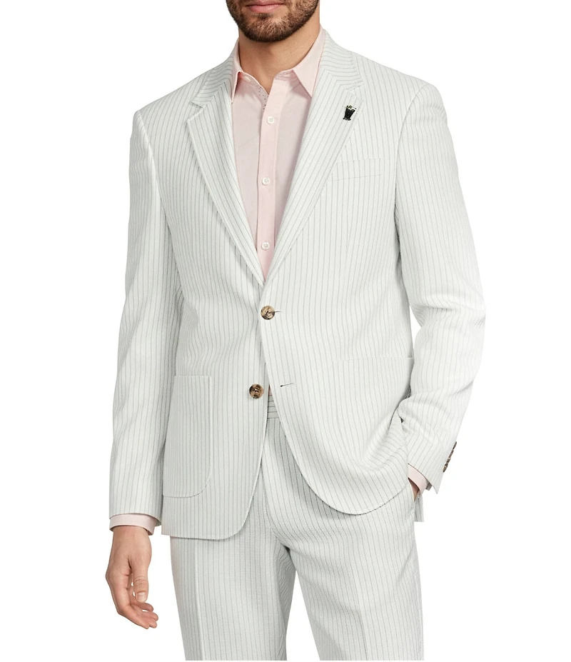 Murano Big & Tall Corsa Di Cavalli Derby Collection Slim Fit Stripe Seersucker Suit Separates Jacket