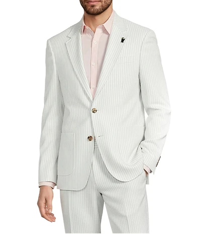 Murano Big & Tall Corsa Di Cavalli Derby Collection Slim Fit Stripe Seersucker Suit Separates Jacket