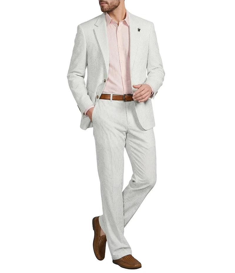 Murano Big & Tall Corsa Di Cavalli Derby Collection Slim Fit Stripe Seersucker Suit Separates Jacket