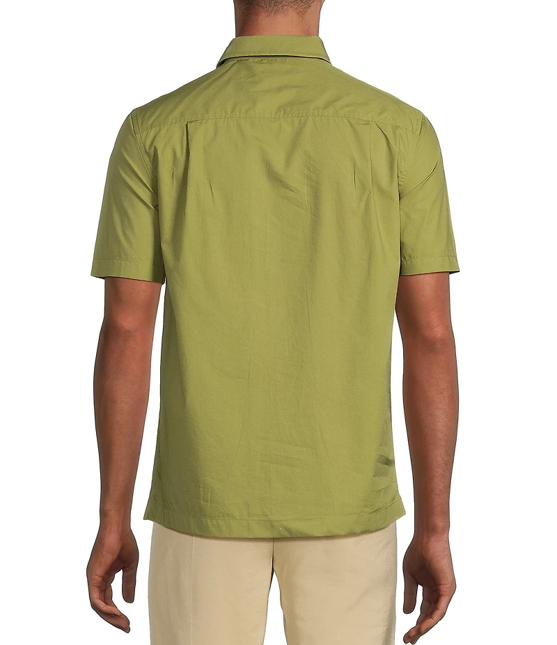 Murano Big & Tall Crocodile World Collection Slim Fit Applique Pocket Short Sleeve Woven Camp Shirt