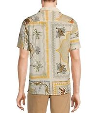 Murano Big & Tall Crocodile World Collection Slim Fit Placed Bandana Print Short Sleeve Woven Camp Shirt