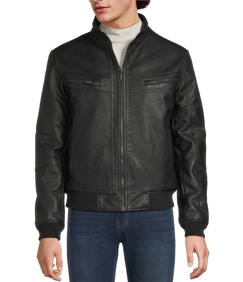 Murano Big & Tall Leather Long Sleeve Bomber Jacket