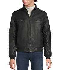 Murano Big & Tall Leather Long Sleeve Bomber Jacket