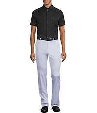 Murano Big & Tall Interdimensional Collection Slim Fit Contrast Stitch Short Sleeve Woven Shirt