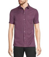 Murano Big & Tall Interdimensional Collection Slim Fit Contrast Stitch Short Sleeve Woven Shirt