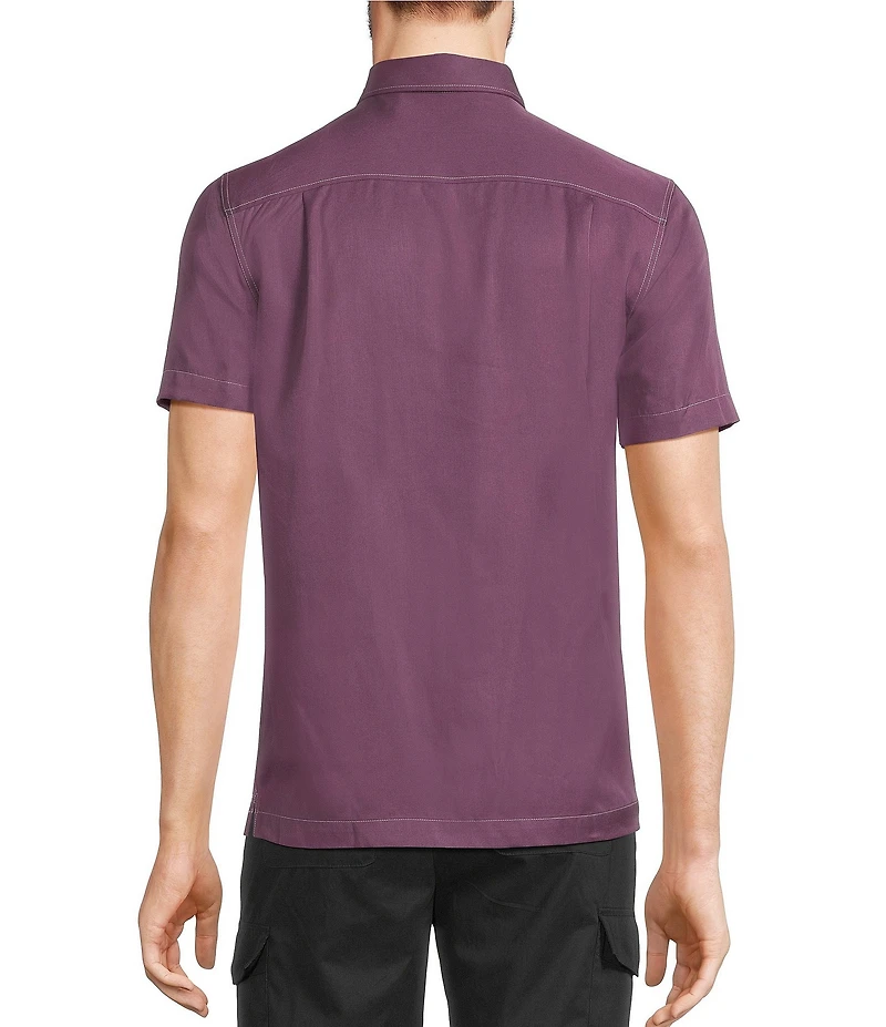 Murano Big & Tall Interdimensional Collection Slim Fit Contrast Stitch Short Sleeve Woven Shirt