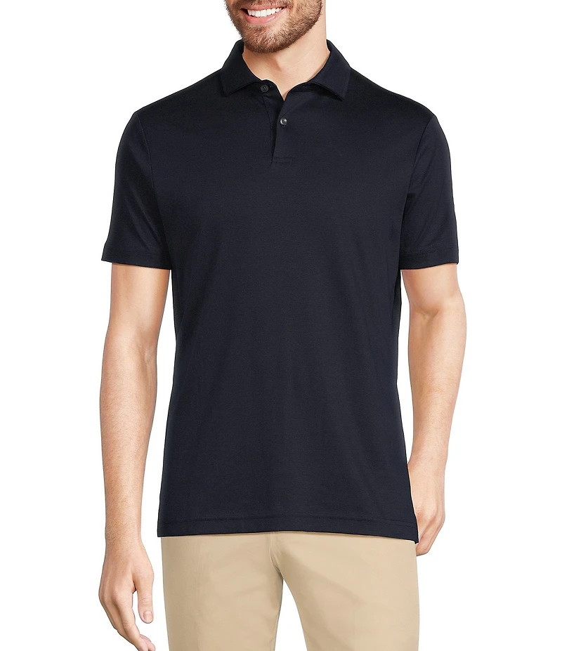 Murano Big & Tall Liquid Luxury Slim Fit Solid Interlock Short Sleeve Polo Shirt