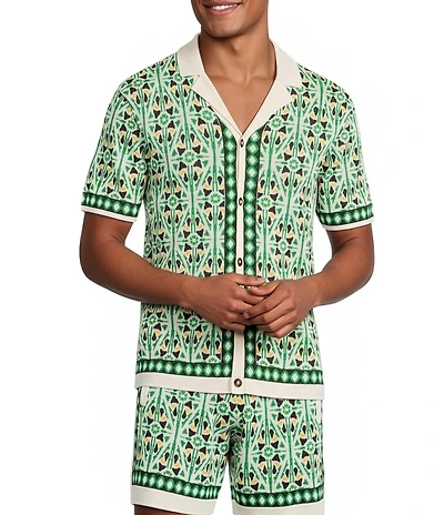 Murano Big & Tall Oaxaca Collection Short Sleeve Jacquard Camp Shirt