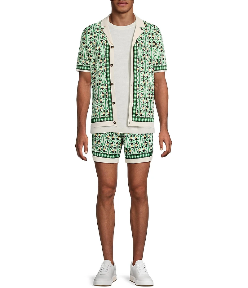 Murano Big & Tall Oaxaca Collection Short Sleeve Jacquard Camp Shirt