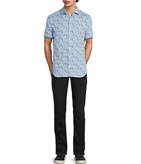 Murano Big & Tall Saronic Islands Greece Collection Slim Fit Greece Print Short Sleeve Button Front Shirt