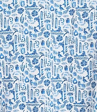 Murano Big & Tall Saronic Islands Greece Collection Slim Fit Greece Print Short Sleeve Button Front Shirt