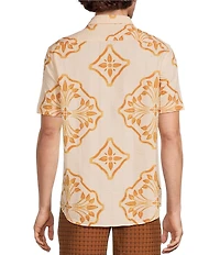 Murano Big & Tall Seville Collection Geometric Print Short Sleeve Seersucker Woven Shirt