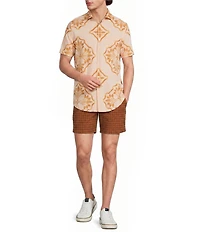 Murano Big & Tall Seville Collection Geometric Print Short Sleeve Seersucker Woven Shirt