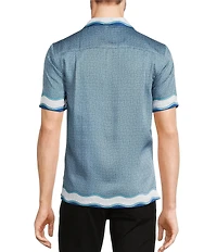 Murano Big & Tall Shape of Water Collection Slim Fit Placed Print Short Sleeve Woven Camp Shirt