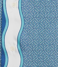 Murano Big & Tall Shape of Water Collection Slim Fit Placed Print Short Sleeve Woven Camp Shirt
