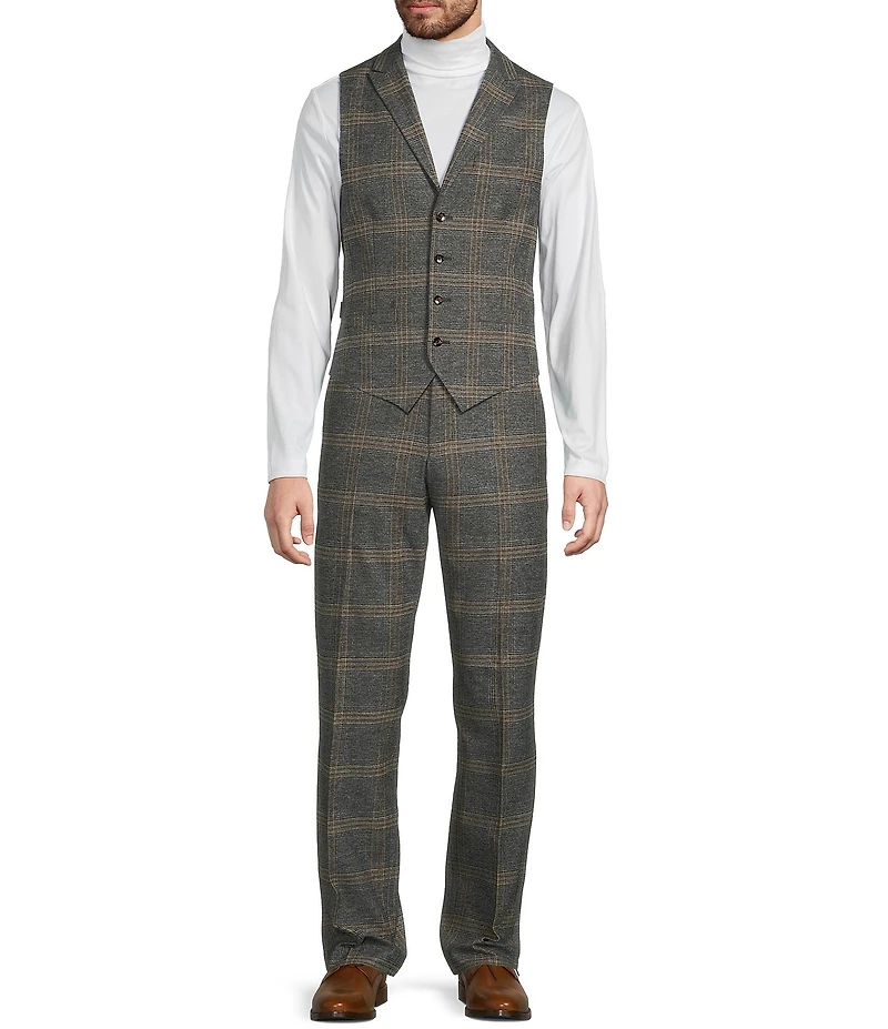 Murano Big & Tall Shawl Plaid Suit Separates Vest