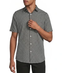 Murano Big & Tall Slim Fit Geometric Pattern Performance Stretch Short Sleeve Woven Shirt