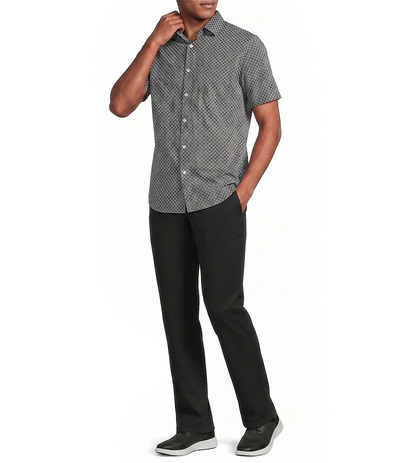 Murano Big & Tall Slim Fit Geometric Pattern Performance Stretch Short Sleeve Woven Shirt