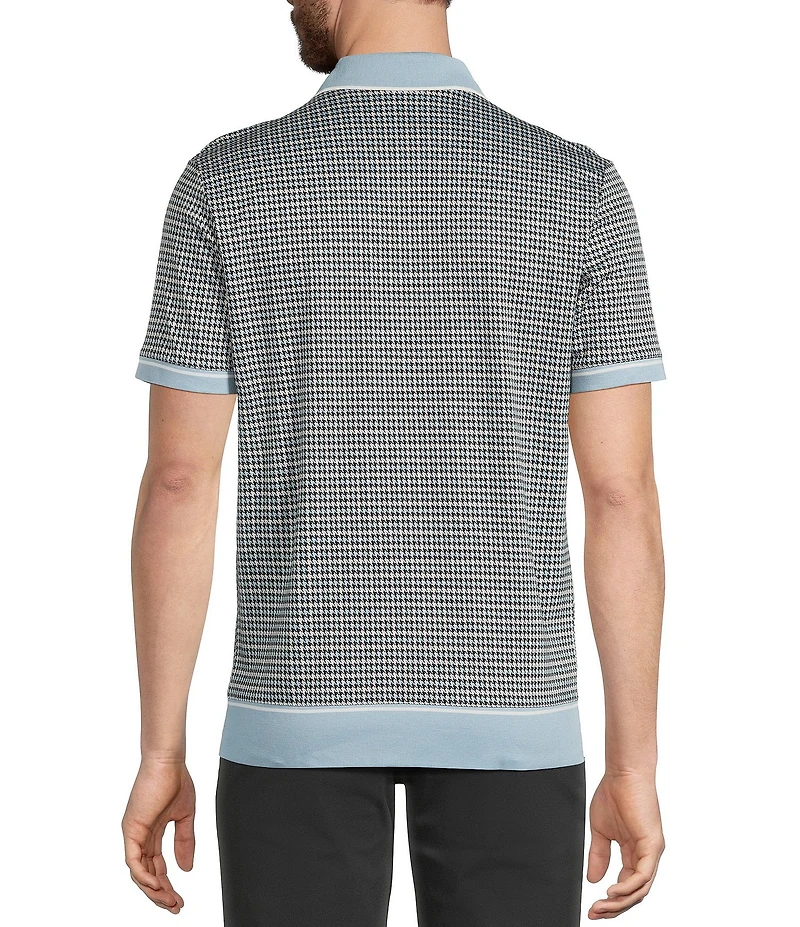 Murano Big & Tall Slim Fit Houndstooth Short Sleeve Polo Shirt