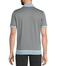 Murano Big & Tall Slim Fit Houndstooth Short Sleeve Polo Shirt