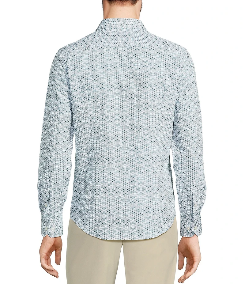 Murano Big & Tall Slim Fit Performance Stretch Diamond Print Long Sleeve Woven Shirt