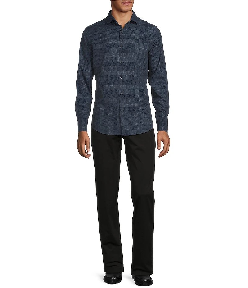 Murano Big & Tall Slim Fit Performance Stretch Geometric Print Long Sleeve Woven Shirt