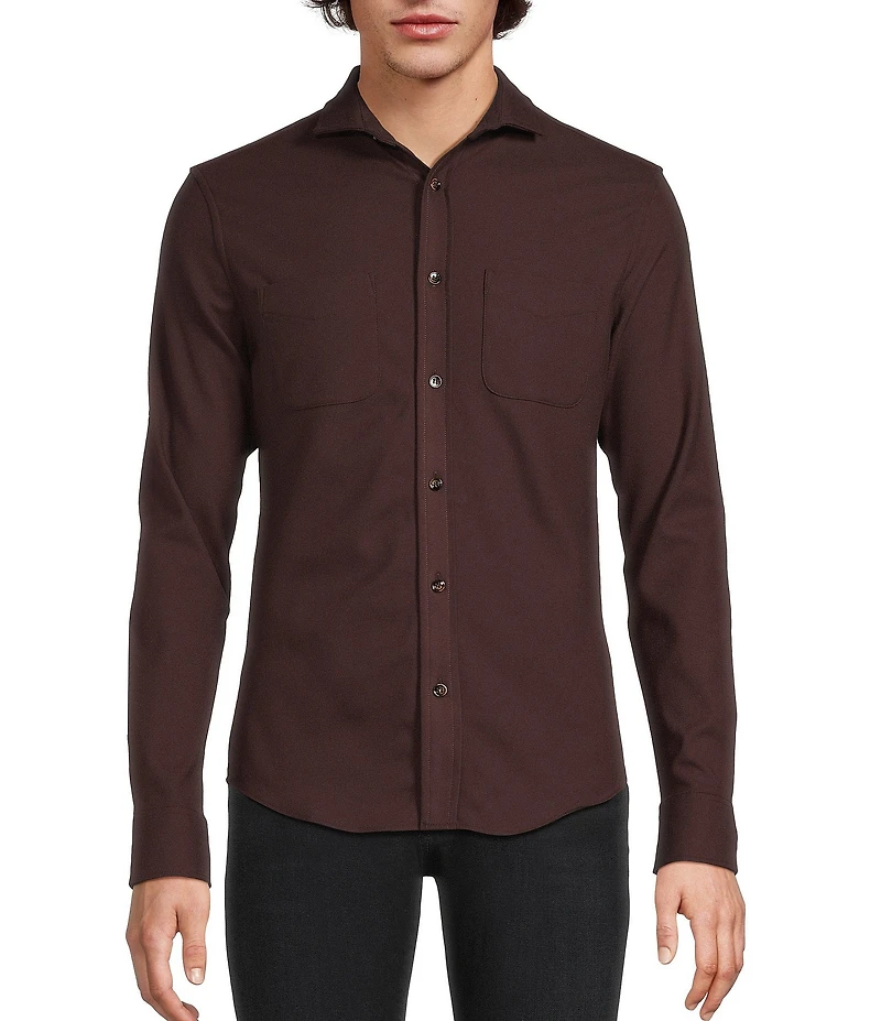 Murano Big & Tall Slim Fit Solid Long Sleeve Woven Shirt
