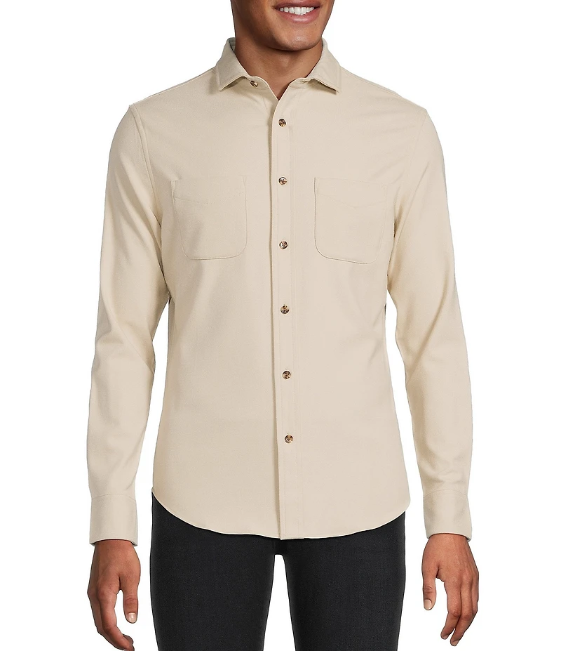 Murano Big & Tall Slim Fit Solid Long Sleeve Woven Shirt
