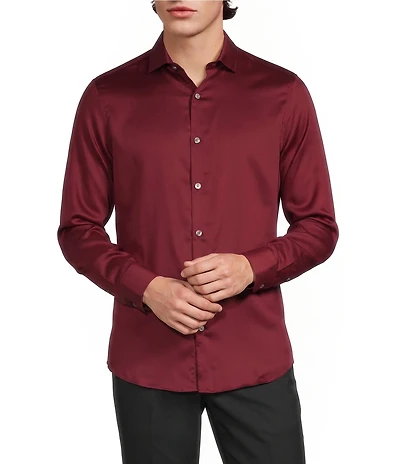 Murano Big & Tall Slim Fit Solid Sateen Woven Shirt