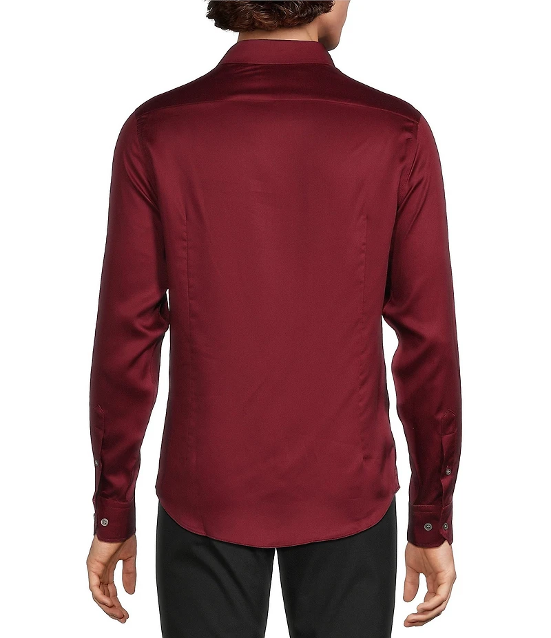 Murano Big & Tall Slim Fit Solid Sateen Woven Shirt