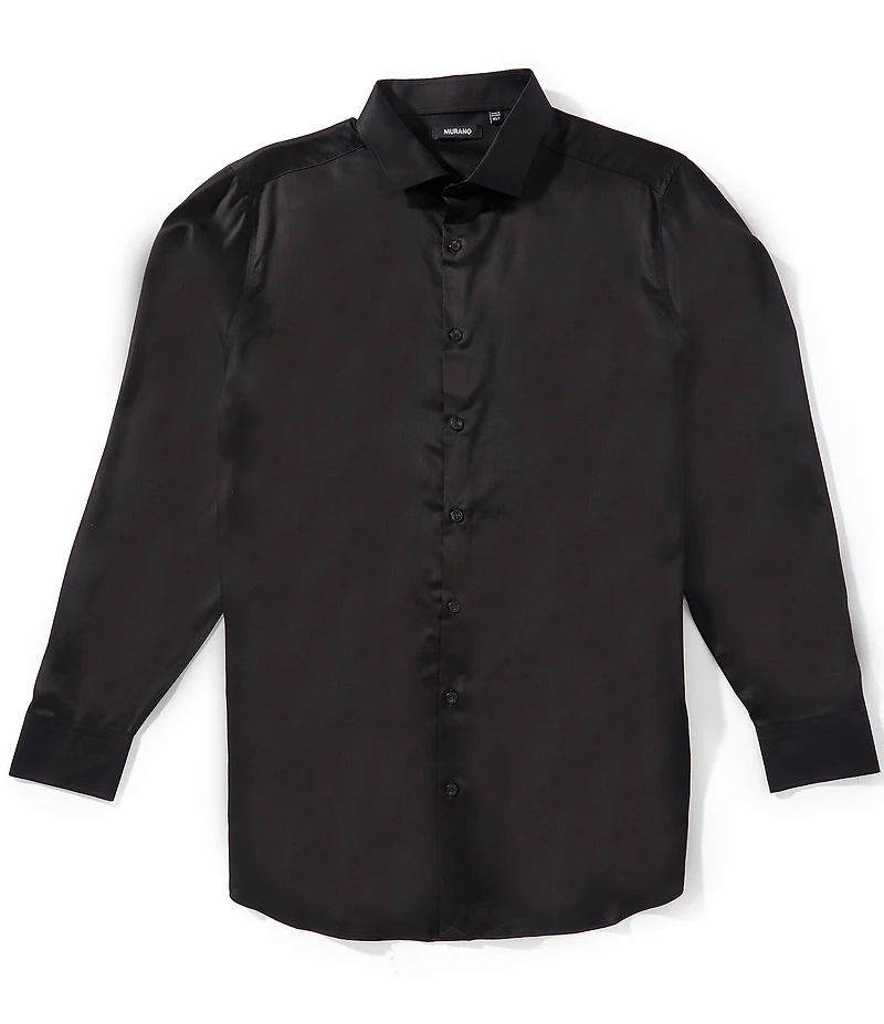 Murano Big & Tall Slim Fit Solid Sateen Woven Shirt