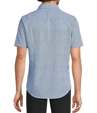 Murano Big & Tall Slim Fit Wave Pattern Performance Stretch Short Sleeve Woven Shirt