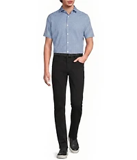 Murano Big & Tall Slim Fit Wave Pattern Performance Stretch Short Sleeve Woven Shirt