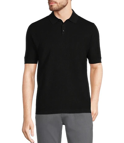 Murano Big & Tall Solid Textured Polo Short Sleeve Sweater