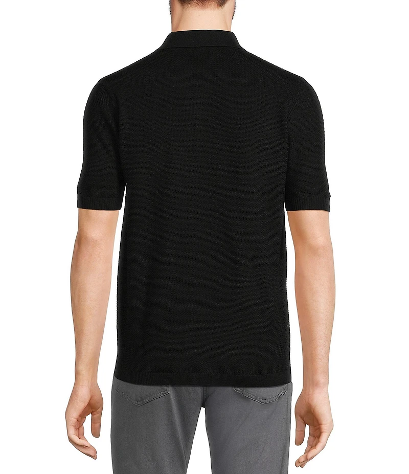 Murano Big & Tall Solid Textured Polo Short Sleeve Sweater