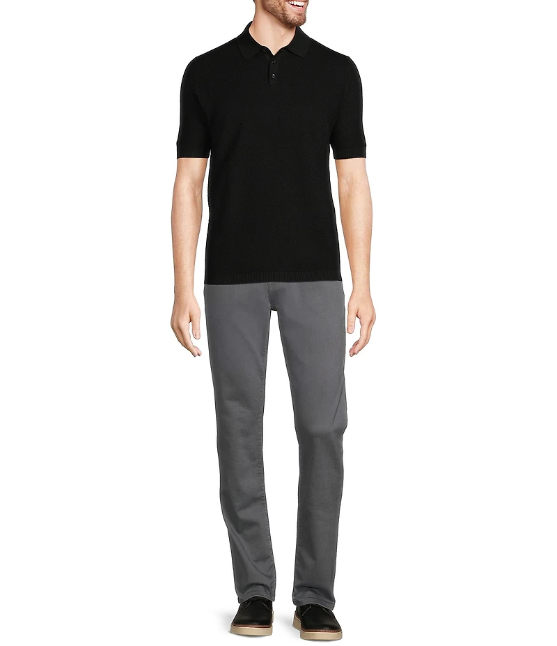 Murano Big & Tall Solid Textured Polo Short Sleeve Sweater