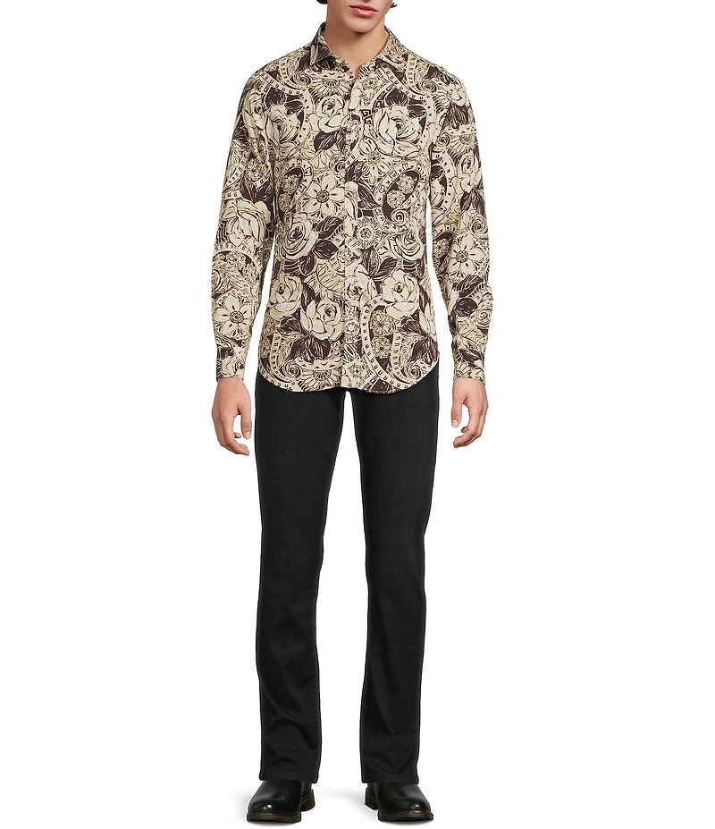 Murano Big & Tall Still Wanderin' Collection Slim Fit Floral Print Long Sleeve Woven Shirt