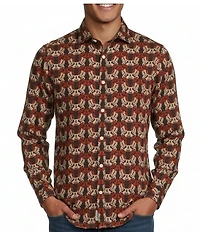 Murano Big & Tall Still Wanderin' Collection Slim Fit Horseshoe Print Long Sleeve Woven Shirt