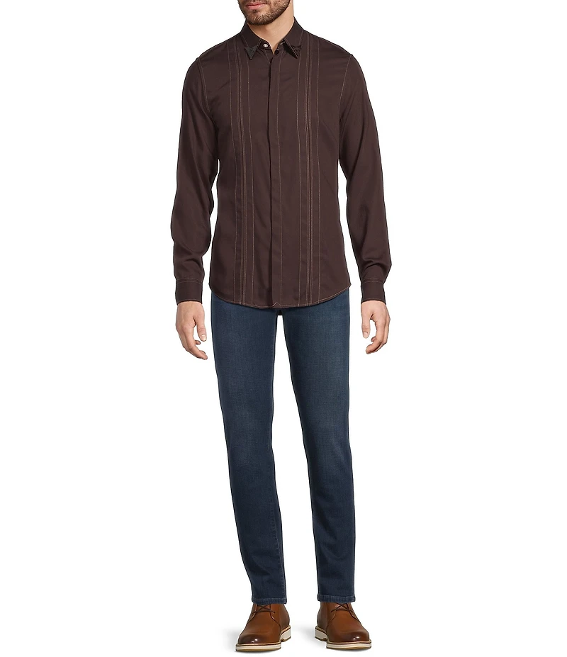 Murano Big & Tall Still Wanderin' Collection Slim Fit Solid Long Sleeve Woven Shirt