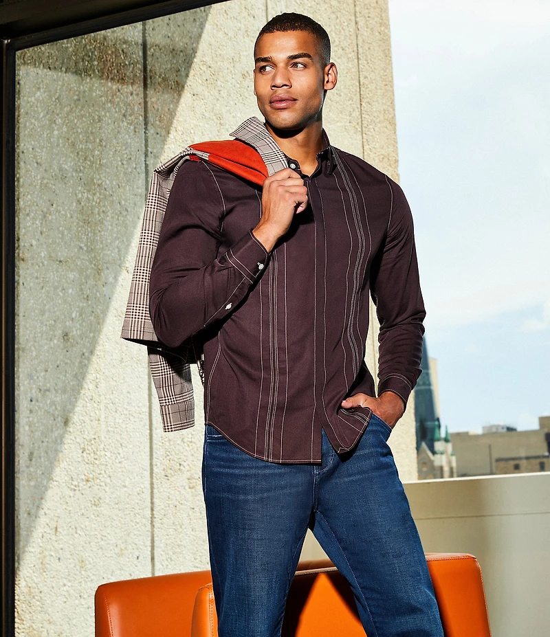 Murano Big & Tall Still Wanderin' Collection Slim Fit Solid Long Sleeve Woven Shirt